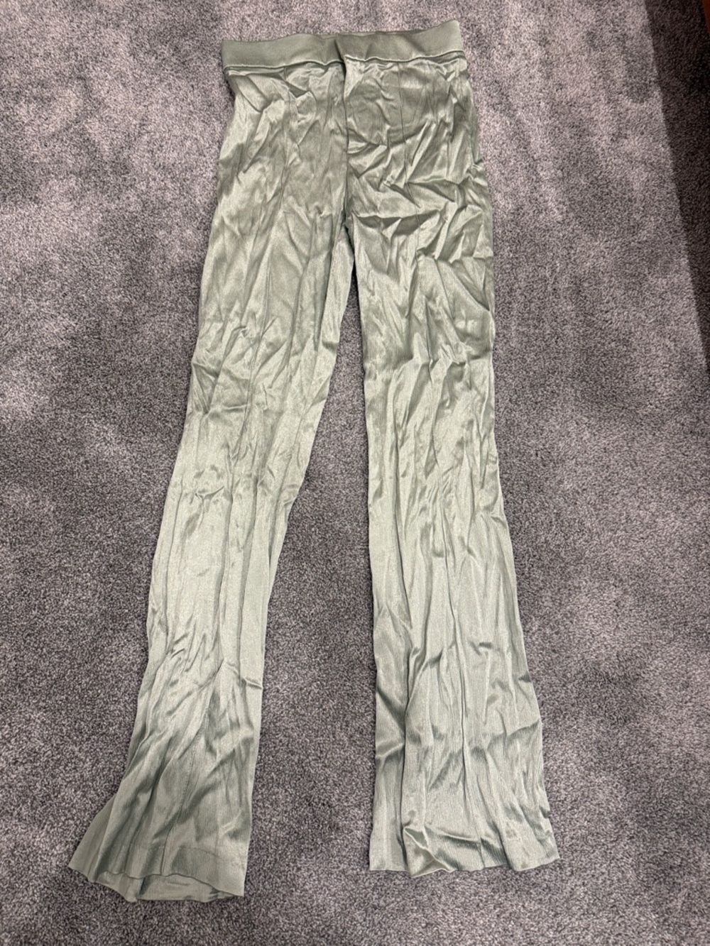 Zara Pale Green Satin Pants